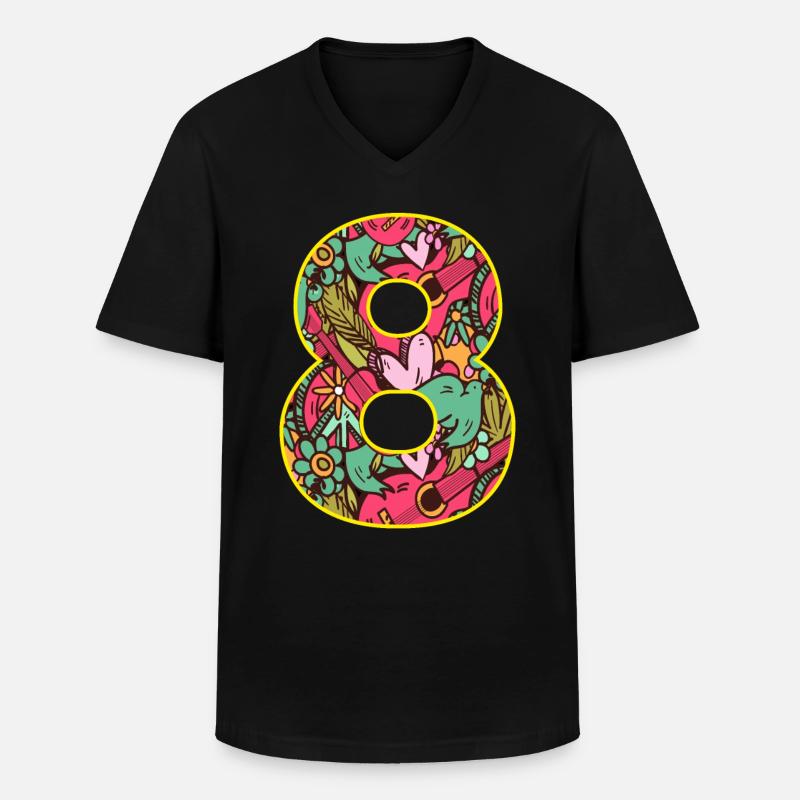 8 - Männer-T-Shirt mit V-Ausschnitt - Schwarz