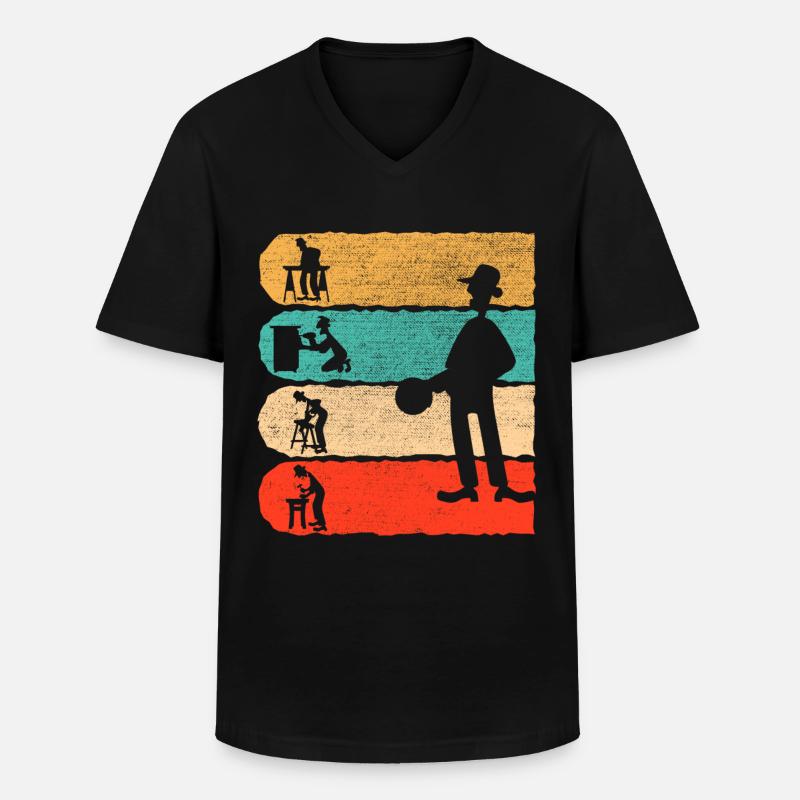 Tischler Retro Geschenk - Männer-T-Shirt mit V-Ausschnitt - Schwarz
