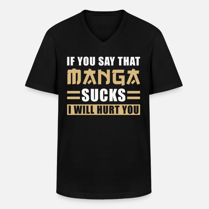 Manga - Men's V-Neck T-Shirt - black