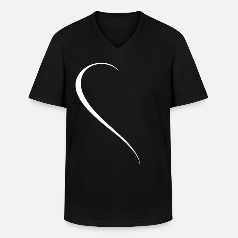 Halbes Weisses Herz - Männer-T-Shirt mit V-Ausschnitt - Schwarz