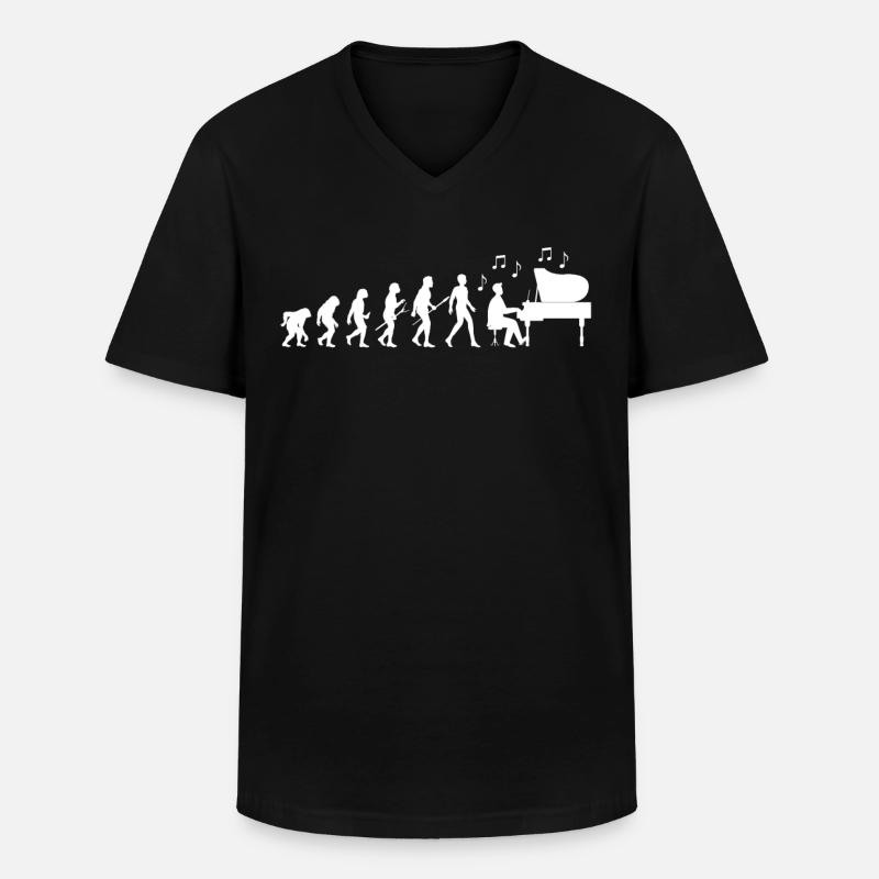 Pianist Evolution - Men's V-Neck T-Shirt - black