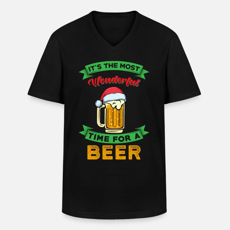 Weihnachten Bier - Männer-T-Shirt mit V-Ausschnitt - Schwarz
