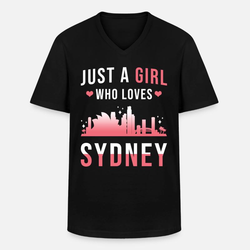 Sydney - Männer-T-Shirt mit V-Ausschnitt - Schwarz