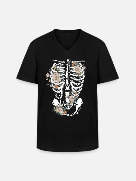Fleurs gothiques - T-shirt col V Homme - noir