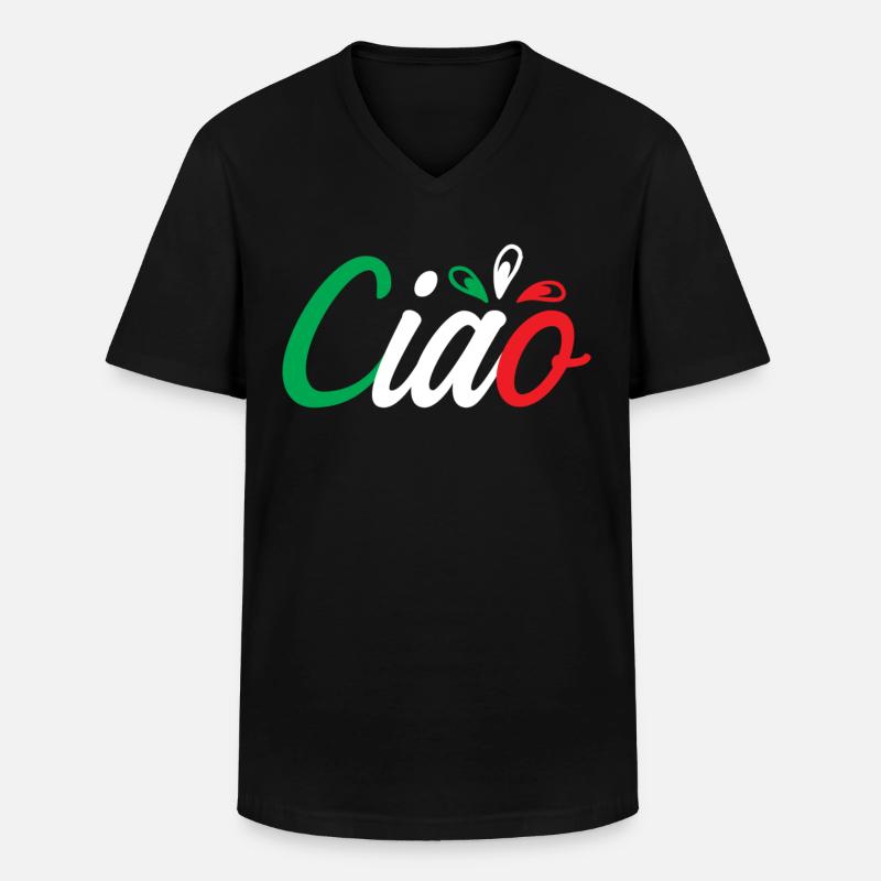 Ciao - Männer-T-Shirt mit V-Ausschnitt - Schwarz