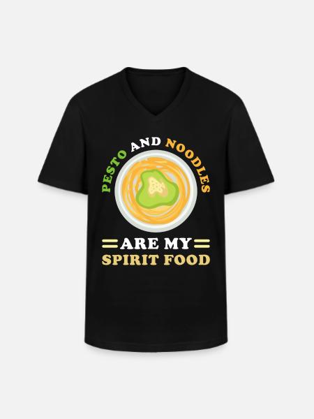 Pesto with noodles - Men's V-Neck T-Shirt - black