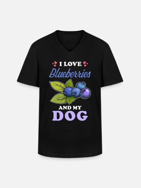 Blueberries and dogs saying - Men's V-Neck T-Shirt - black