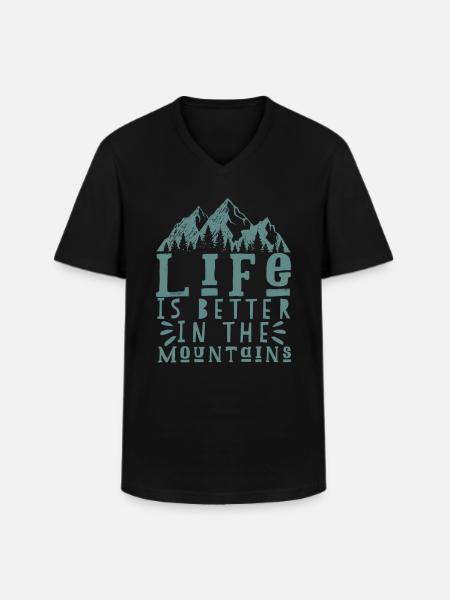 Berg Spruch - Männer-T-Shirt mit V-Ausschnitt - Schwarz
