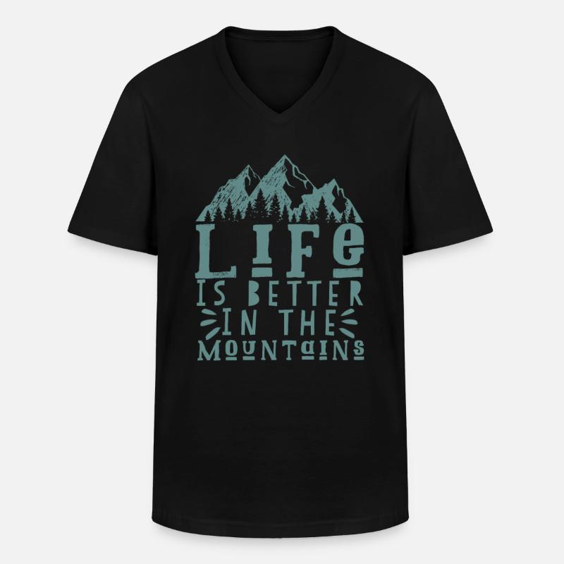 Berg Spruch - Männer-T-Shirt mit V-Ausschnitt - Schwarz