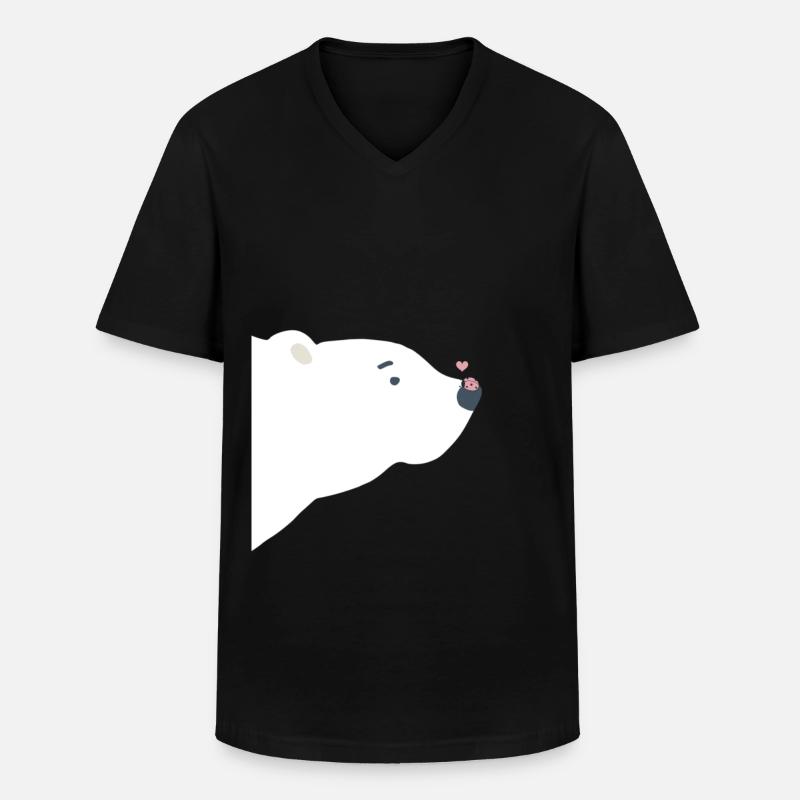 Eisbär - Männer-T-Shirt mit V-Ausschnitt - Schwarz