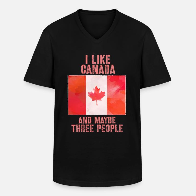 Kanada - Männer-T-Shirt mit V-Ausschnitt - Schwarz
