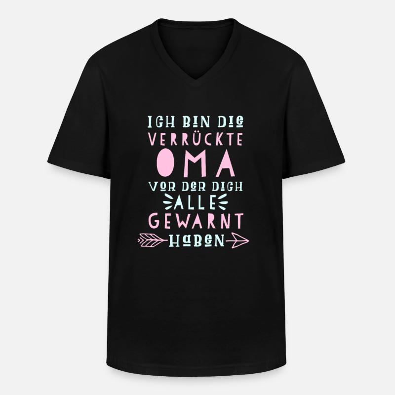 Verrückte Oma - Männer-T-Shirt mit V-Ausschnitt - Schwarz