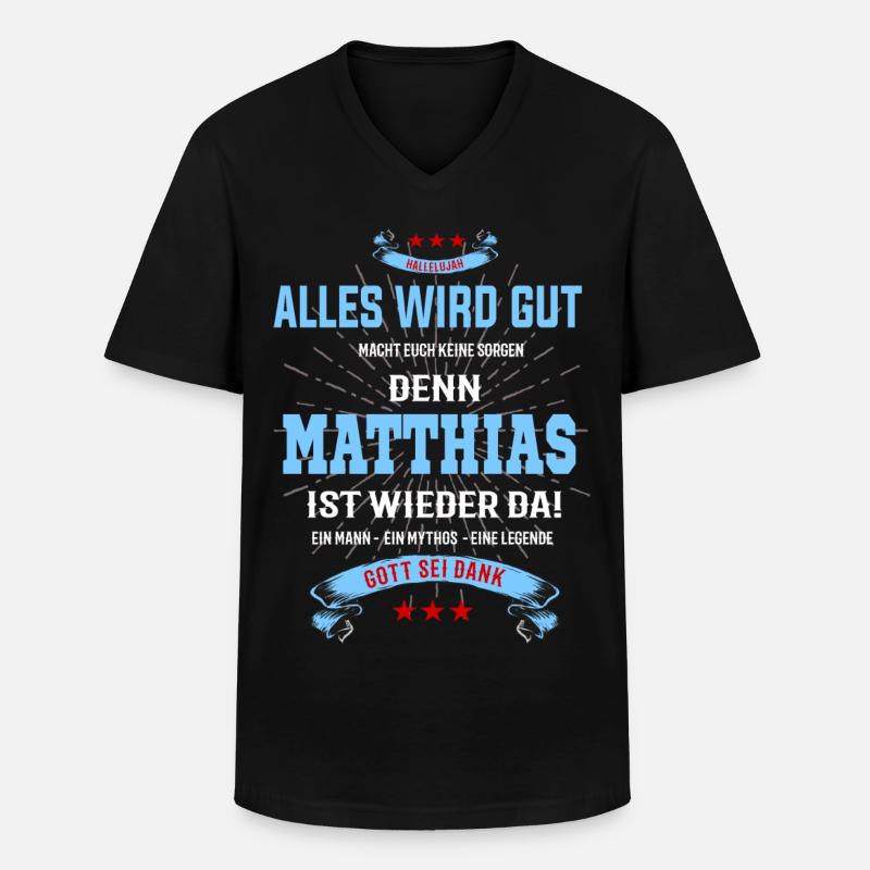 MatthiasT-Shirt - alles wird gut - Männer-T-Shirt mit V-Ausschnitt - Schwarz