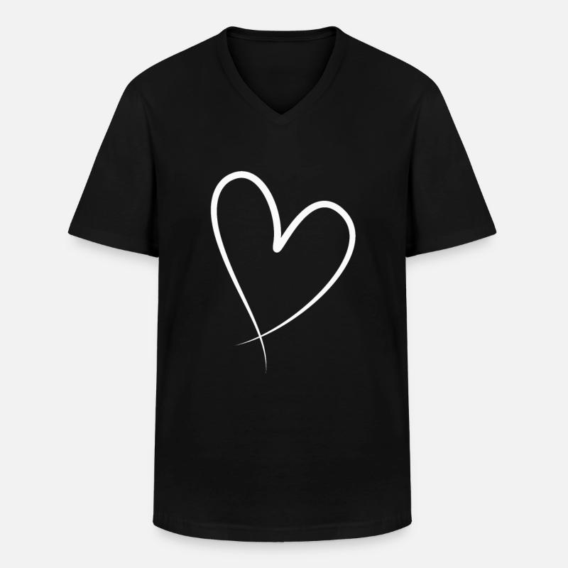 Weisses Herz Geschenkidee - Männer-T-Shirt mit V-Ausschnitt - Schwarz