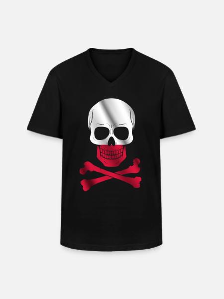 Poland Flag - Men's V-Neck T-Shirt - black