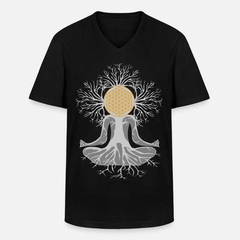 Blume des Lebens - Männer-T-Shirt mit V-Ausschnitt - Schwarz