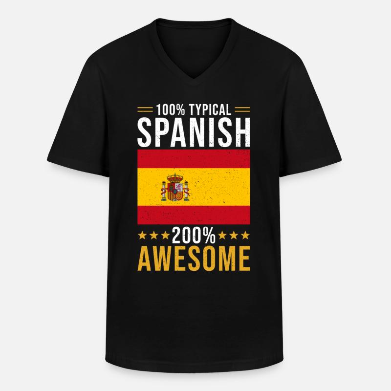 Spanier Geschenk 100% Spanisch - Männer-T-Shirt mit V-Ausschnitt - Schwarz