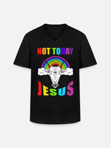 Not today Jesus - Men's V-Neck T-Shirt - black
