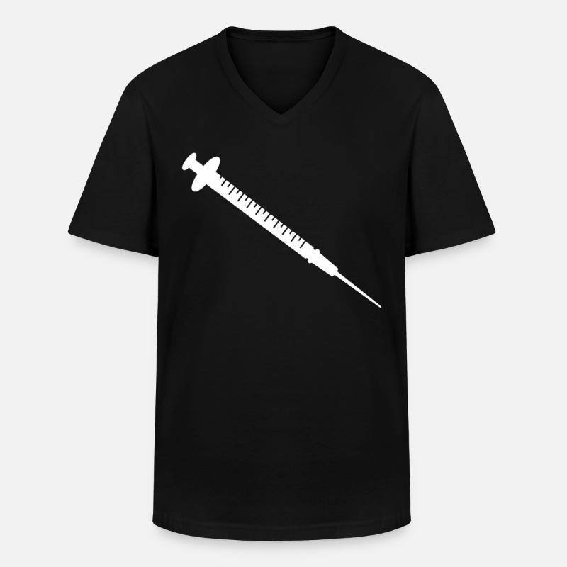 Spritze Weiss - Männer-T-Shirt mit V-Ausschnitt - Schwarz