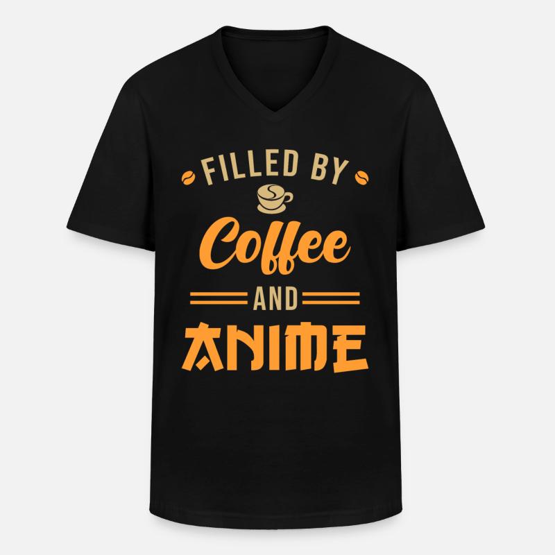 Anime - Männer-T-Shirt mit V-Ausschnitt - Schwarz