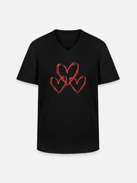 Heart Family - Men's V-Neck T-Shirt - black