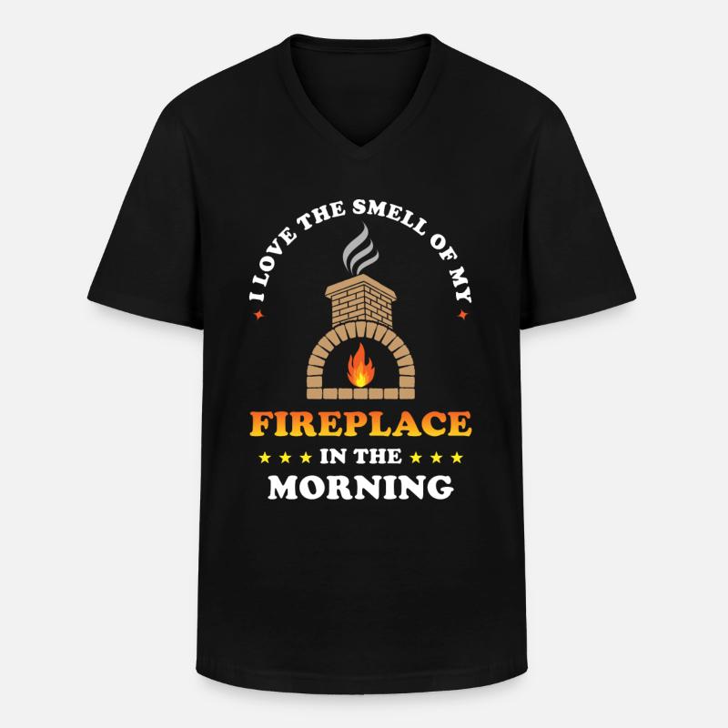 Kamin - Männer-T-Shirt mit V-Ausschnitt - Schwarz