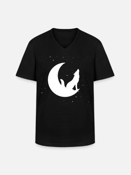 Wolf Moon - Men's V-Neck T-Shirt - black