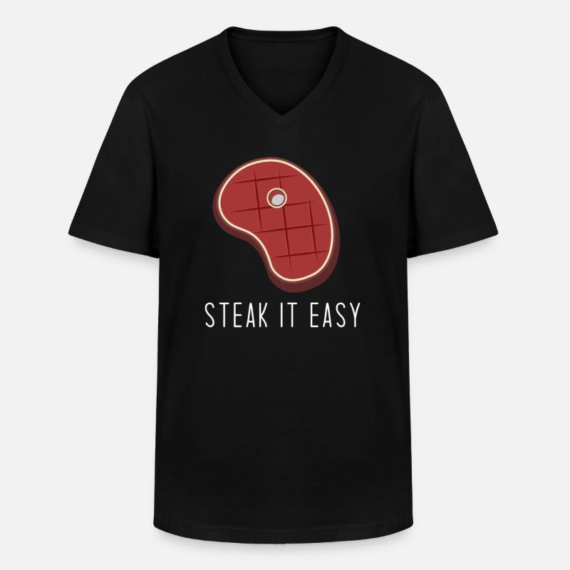 Steak it easy - Männer-T-Shirt mit V-Ausschnitt - Schwarz