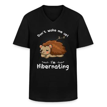 Winterschlaf Weck mich nicht Igel - Männer-T-Shirt mit V-Ausschnitt - Schwarz - Vorne - AI Model Male 178 dark (178cm)