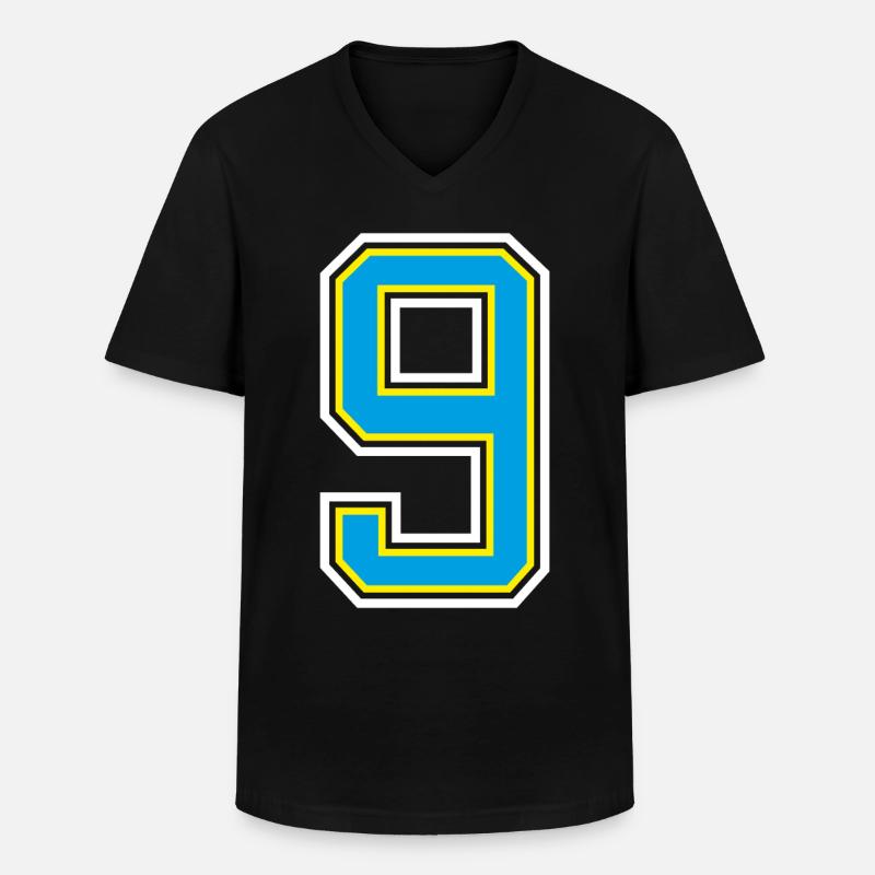 Zahl 9 Blaues Design - Männer-T-Shirt mit V-Ausschnitt - Schwarz
