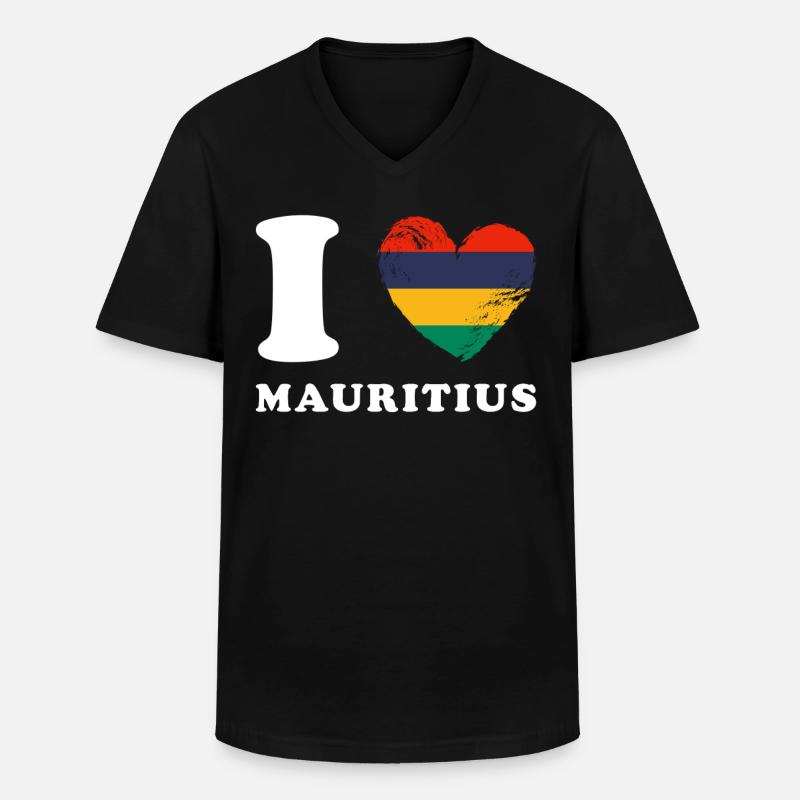 I love Mauritius - Männer-T-Shirt mit V-Ausschnitt - Schwarz