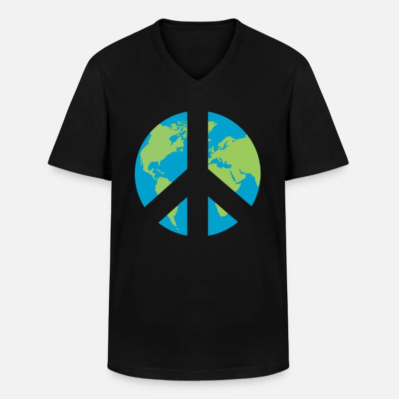 Welt Frieden Symbol - Männer-T-Shirt mit V-Ausschnitt - Schwarz