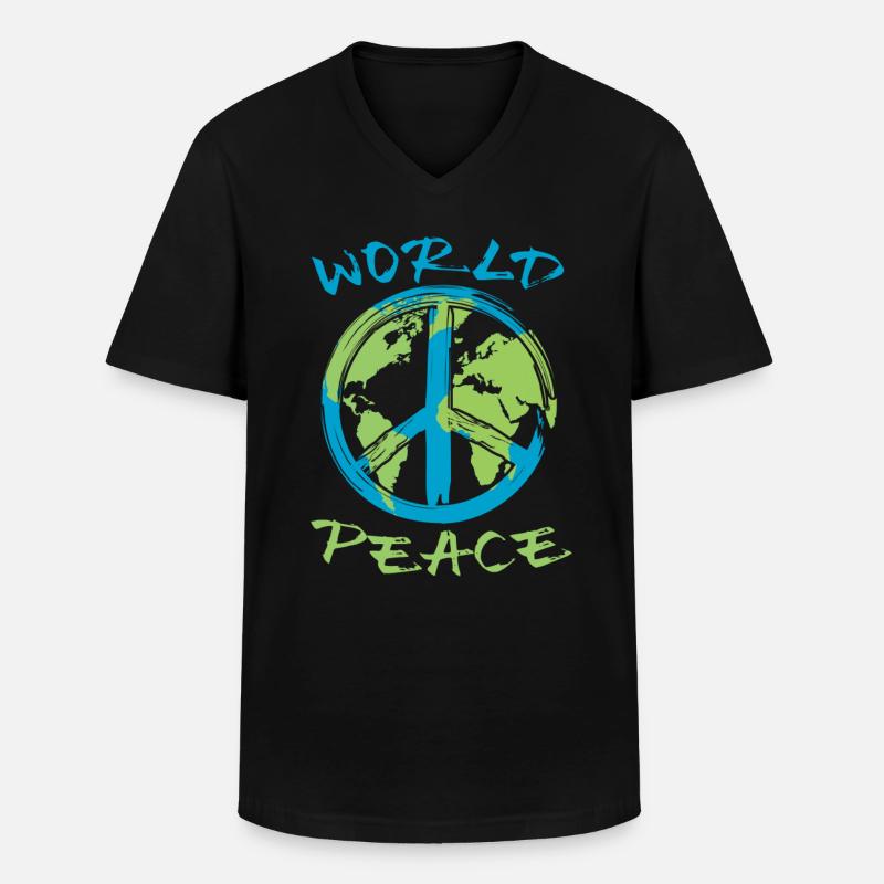 Weltfrieden Erde Planet Friedenszeichen - Männer-T-Shirt mit V-Ausschnitt - Schwarz