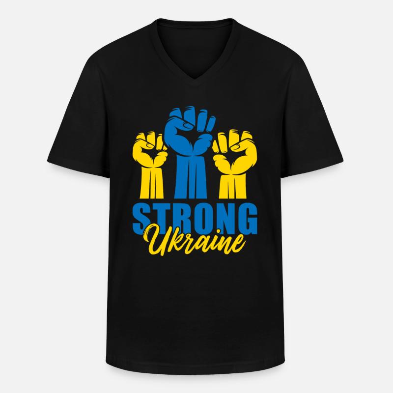 Strong Ukraine Faust - Männer-T-Shirt mit V-Ausschnitt - Schwarz