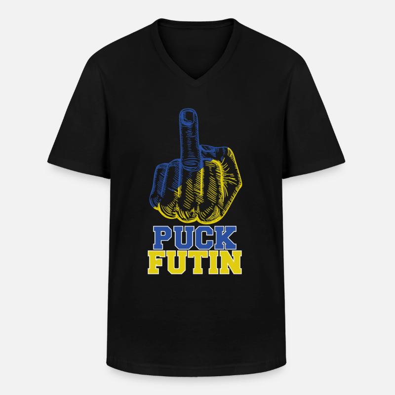 Puck Futin - Männer-T-Shirt mit V-Ausschnitt - Schwarz