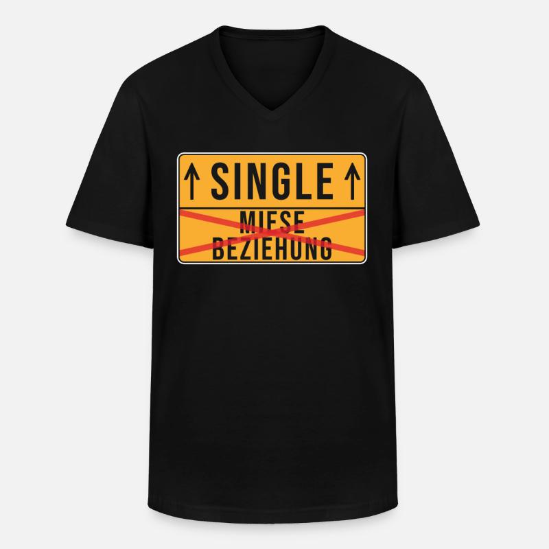 Single - Männer-T-Shirt mit V-Ausschnitt - Schwarz