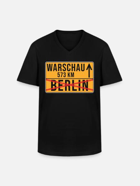 Warsaw Berlin Relocation Ortschild - Men's V-Neck T-Shirt - black