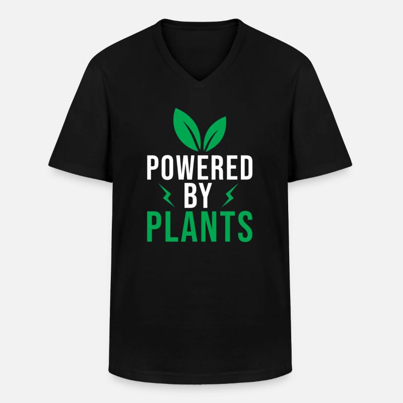 Powered by Plants - Männer-T-Shirt mit V-Ausschnitt - Schwarz