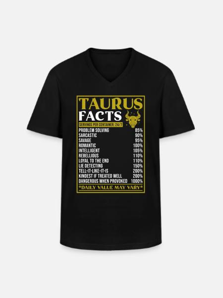 Faits sur le cadeau du signe du zodiaque du Taureau - T-shirt col V Homme - noir