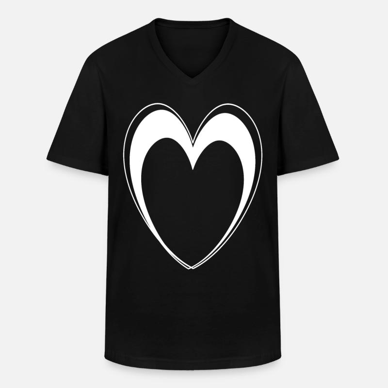 Weisses Herz - Männer-T-Shirt mit V-Ausschnitt - Schwarz