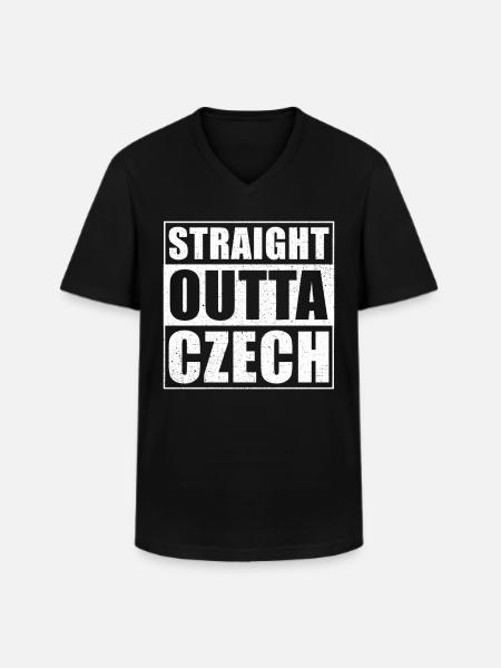 Straight outta Tschechien - Männer-T-Shirt mit V-Ausschnitt - Schwarz