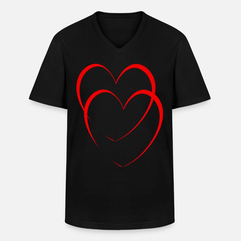 Zwei Rote Herzen - Männer-T-Shirt mit V-Ausschnitt - Schwarz