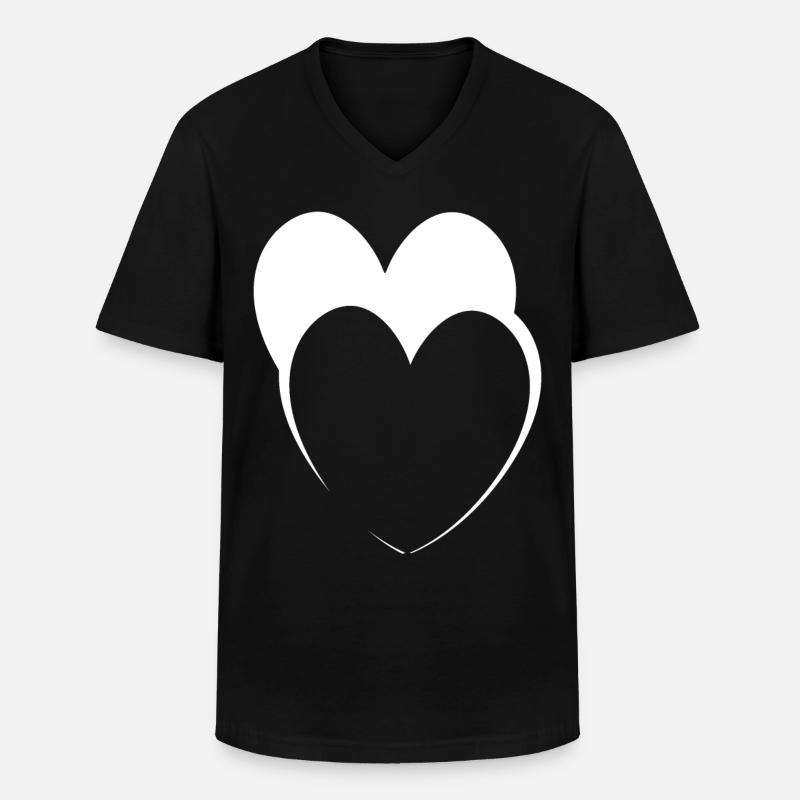 Herzen Weiss Geschenkidee - Männer-T-Shirt mit V-Ausschnitt - Schwarz