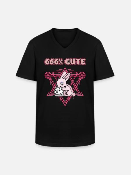 666% Cute kawaii Satanic Goth - Men's V-Neck T-Shirt - black