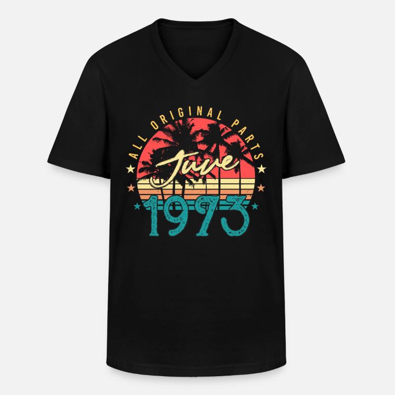 1973 Juni Retro - Männer-T-Shirt mit V-Ausschnitt - Schwarz