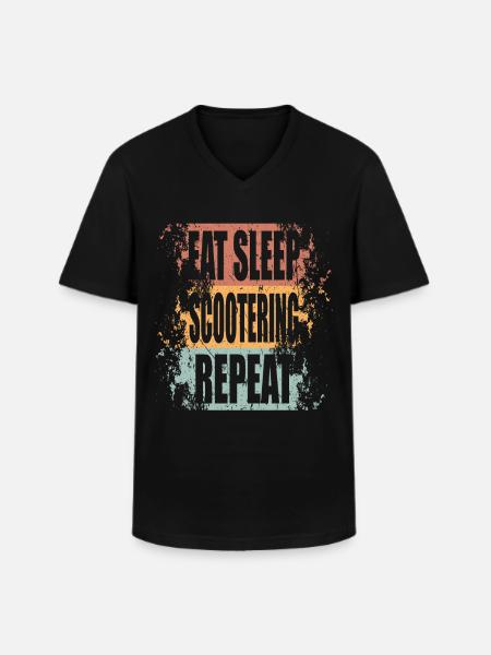 ScooterIng Manger Dormir Répéter - T-shirt col V Homme - noir