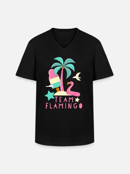 Équipe Flamingo - T-shirt col V Homme - noir