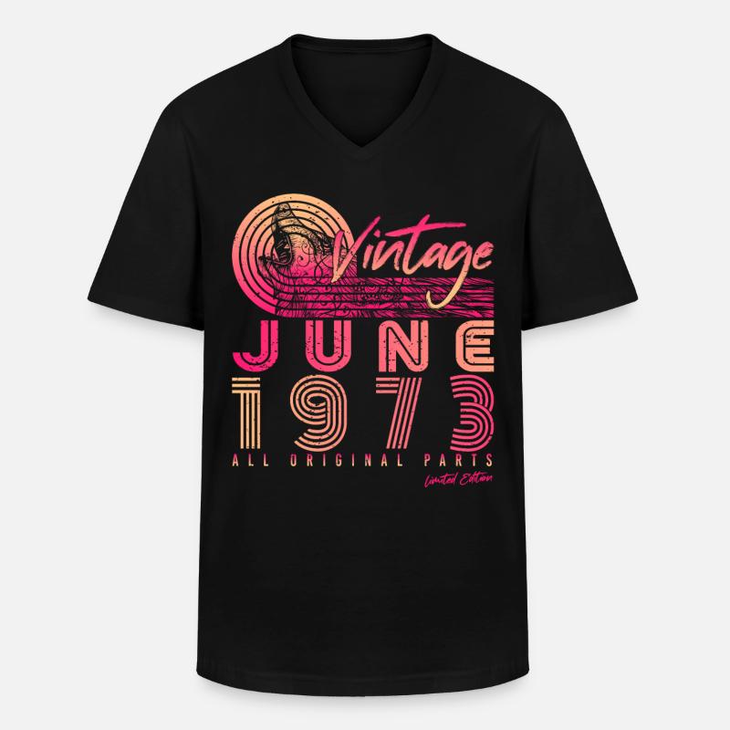 Juni 1973 Original - Männer-T-Shirt mit V-Ausschnitt - Schwarz