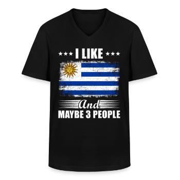 Uruguay - T-shirt col V Homme - noir - Devant - AI Model Male 178 dark (178cm)