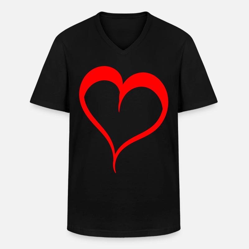 Herz Rotes Design - Männer-T-Shirt mit V-Ausschnitt - Schwarz